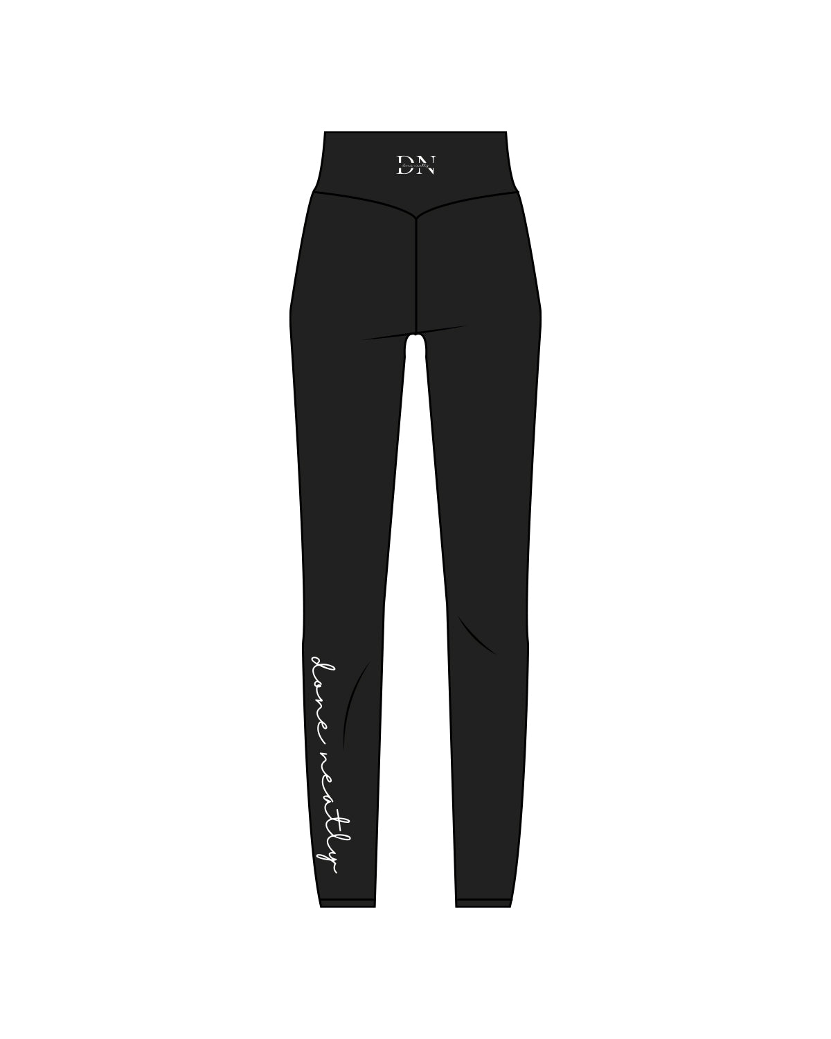 The Basic Legging - Black - Done Neatly - Leg / Back - White