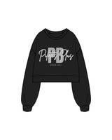 The Womens Crop Crewneck - Black - Pilates Plus PB - Full Color