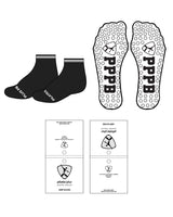 The 1/2 Crew Grip Sock - Pilates Plus PB - Black / White - Circle Grip