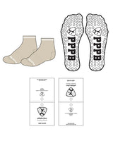 The 1/2 Crew Grip Sock - Pilates Plus PB - Tan / White - Circle Grip