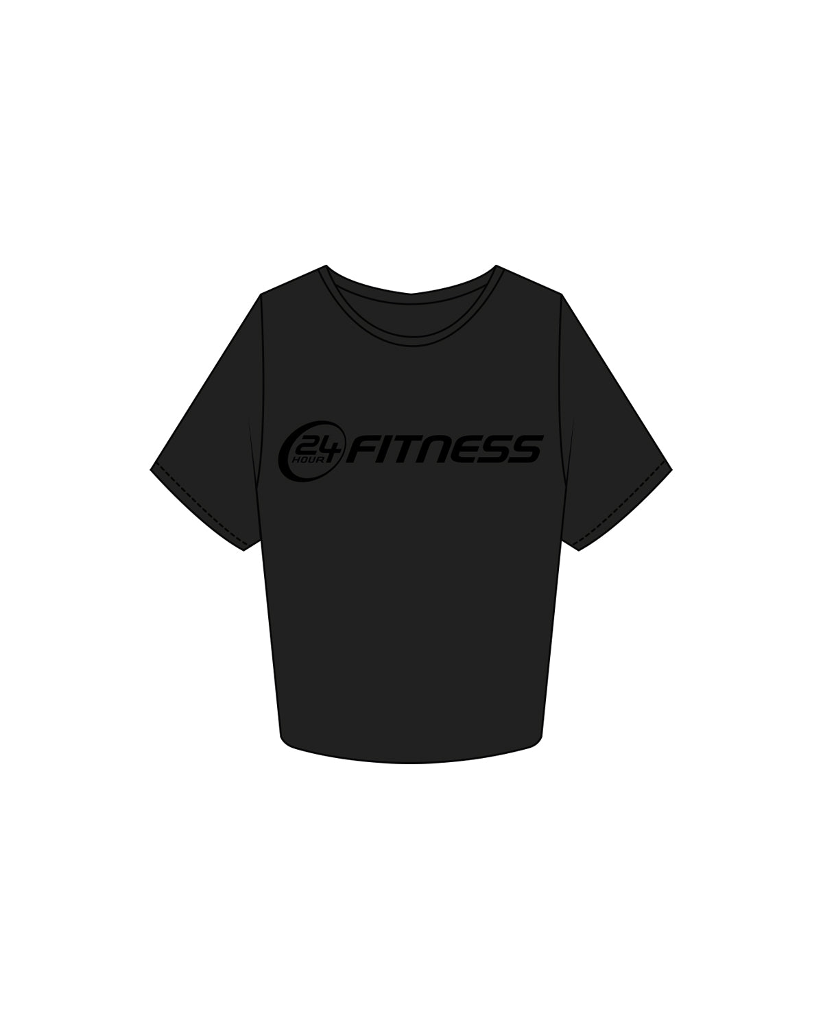 The Crop Tee - Black - 24 Hour Fitness - Center Chest Logo - Black / Black