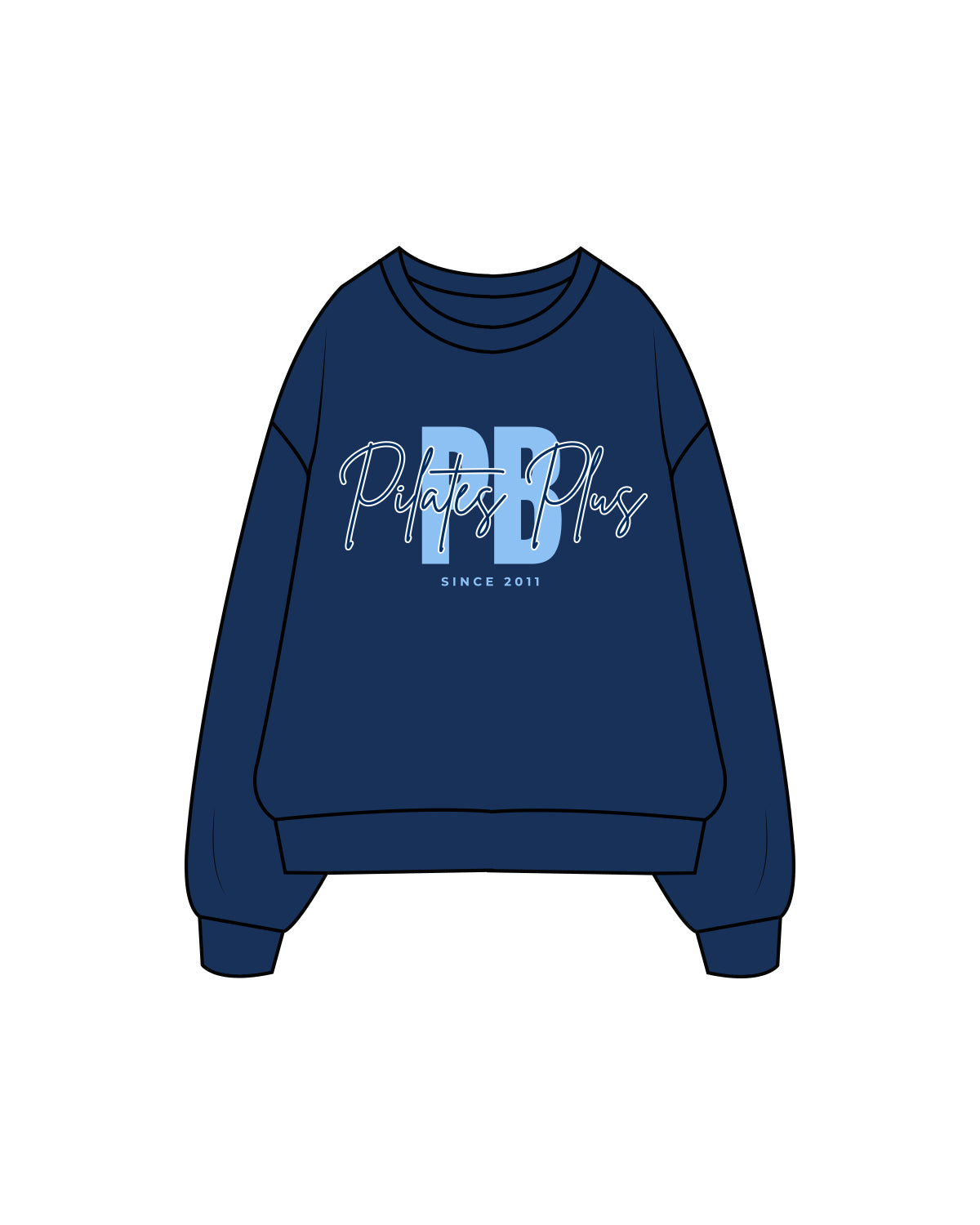 The Mens Crewneck - Cobalt - Pilates Plus PB - Full Color