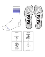 The Crew Grip Sock - Pilates Plus PB - White / Blue Gradient - Circle Grip