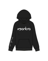 The Womens Hoodie - Black - Mantra Fitness - Center / Right Sleeve - White