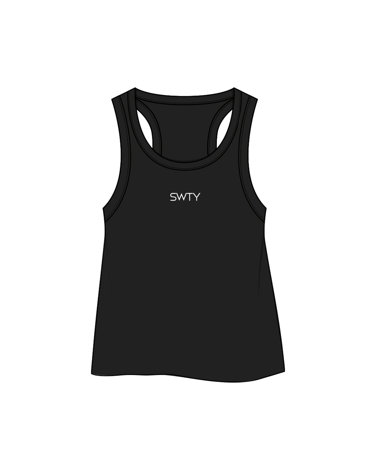 The Crop Tank - Black - SWTY - Center Chest - Black / White