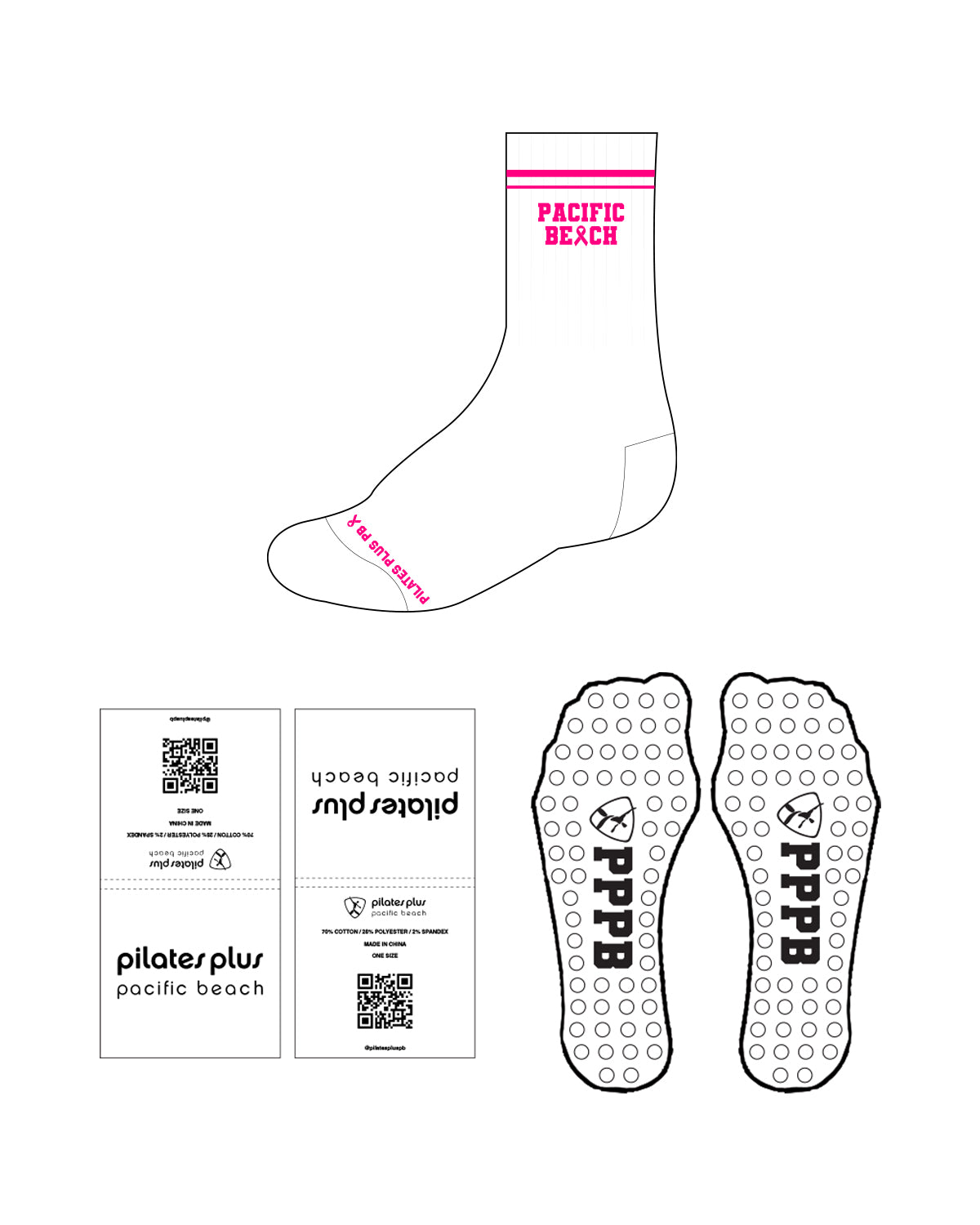 The Crew Grip Sock - Pilates Plus PB - Breast Cancer 2024