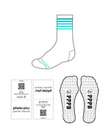 The Crew Grip Sock - Pilates Plus PB - White / Blue Stripe Ombre