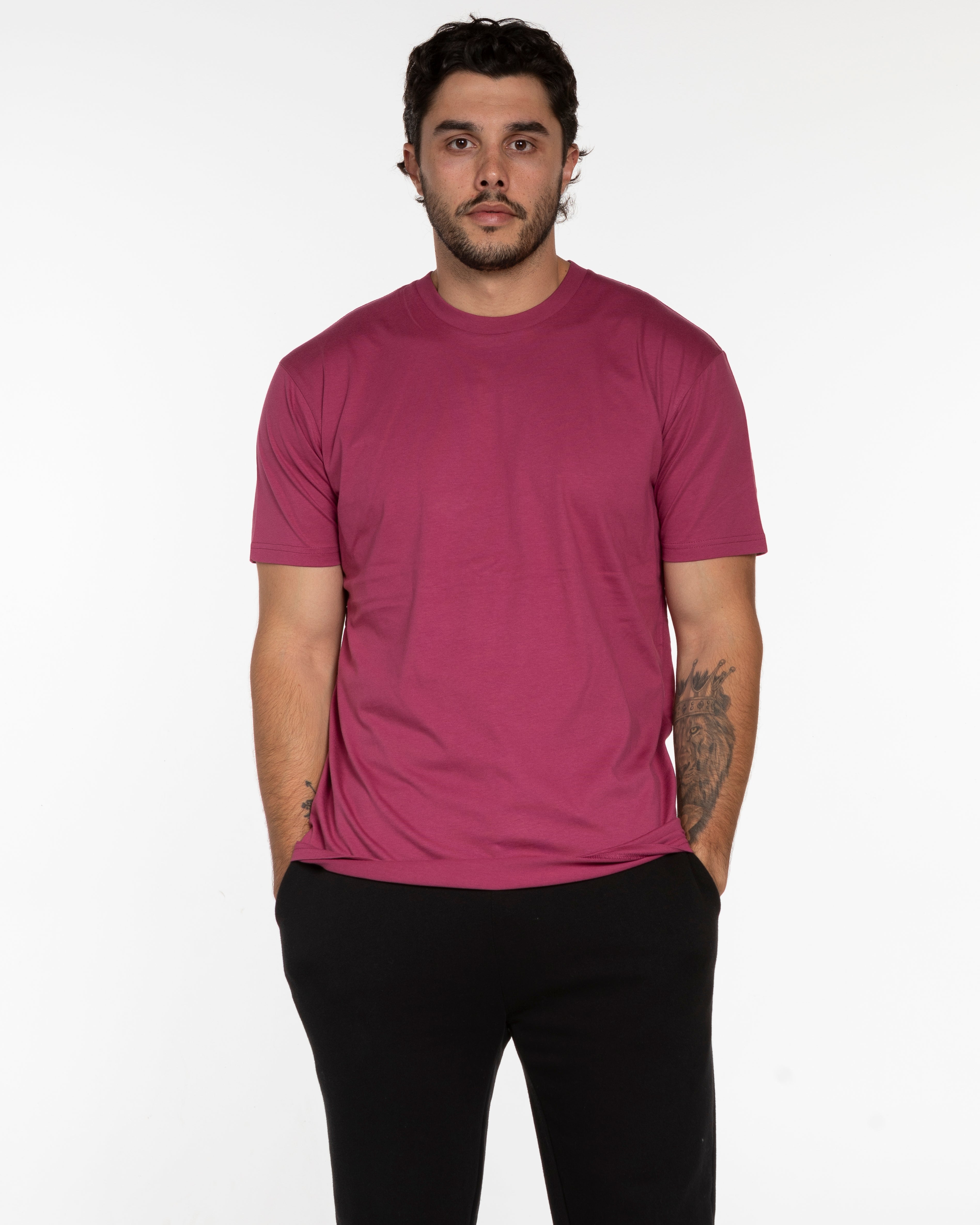 The Mens Tee - Berry - Being Fit - Left Chest - White