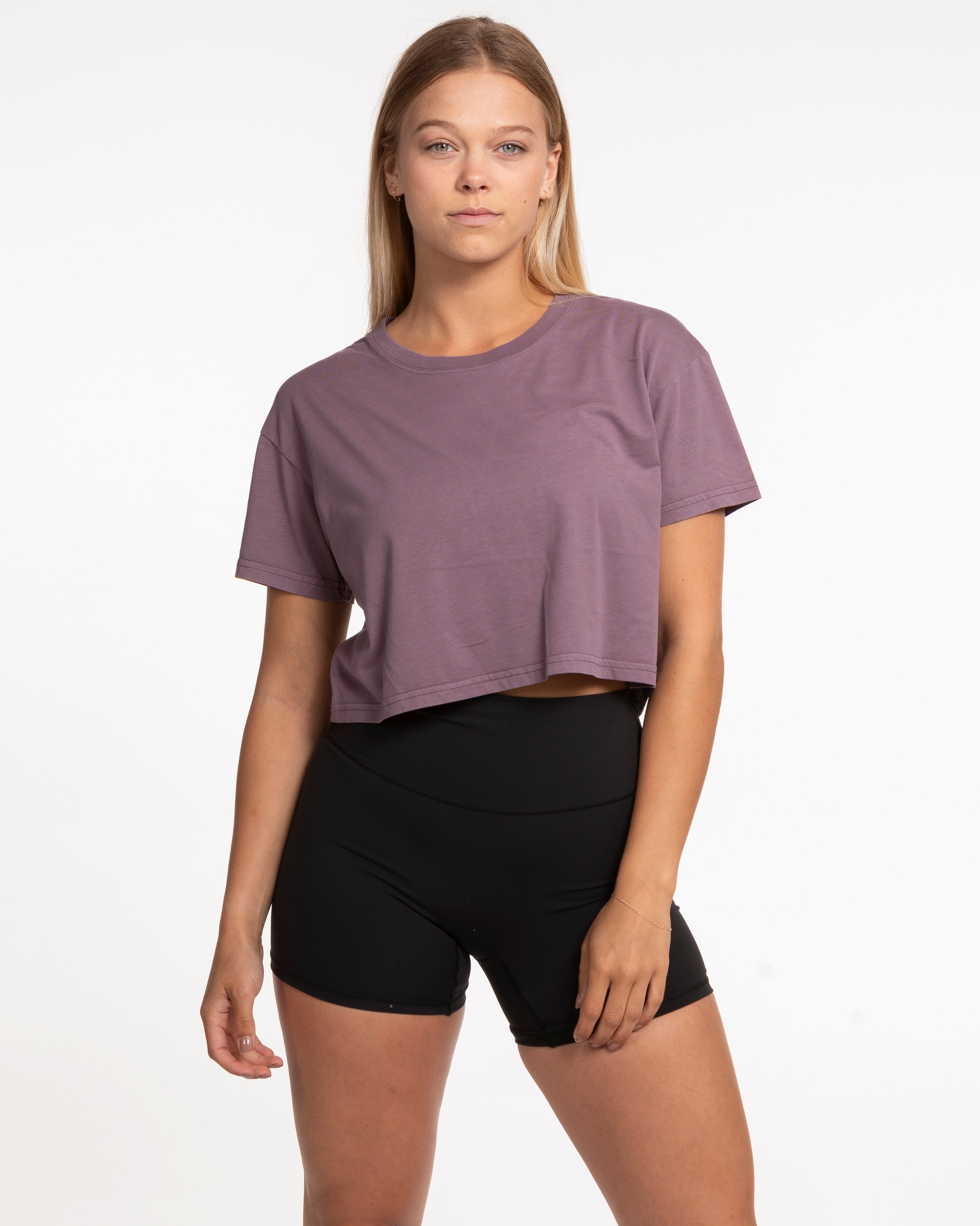 The Crop Tee - Mauve - Being Fit - Left Chest - White