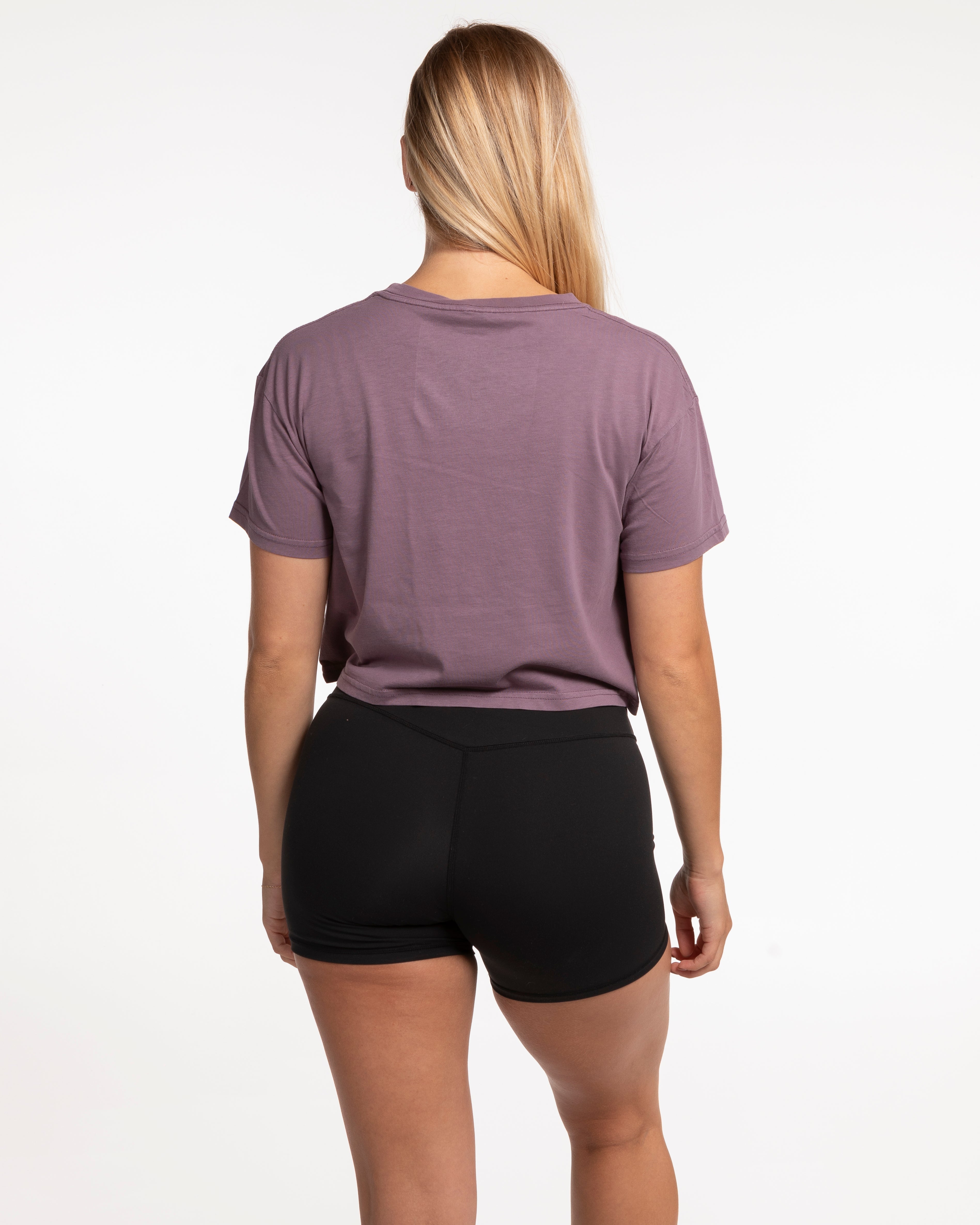 The Crop Tee - Mauve - Being Fit - Left Chest - White