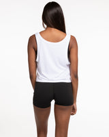 The Crop Tank - White - Mega Well - Center Chest Stacked - Full Color