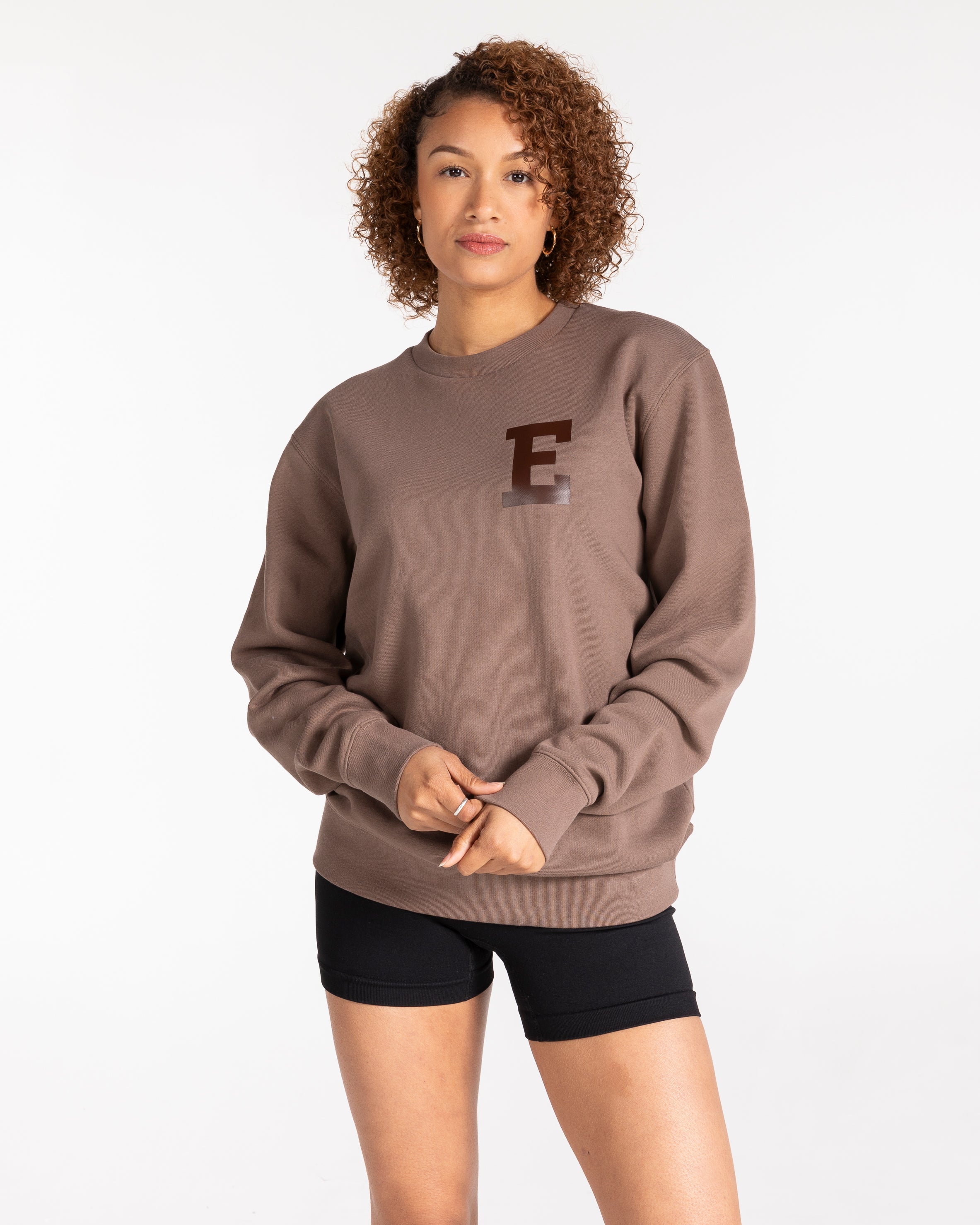 The Varsity Oversized Crewneck - Chocolate