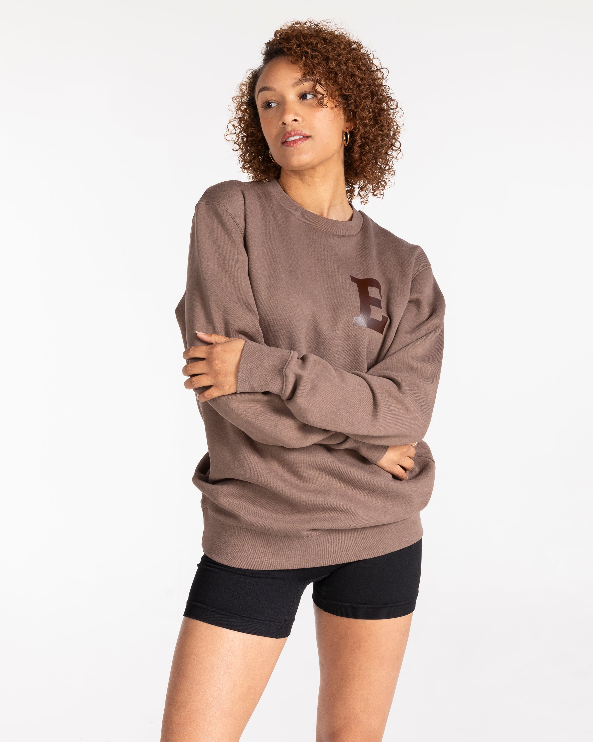 The Varsity Oversized Crewneck - Chocolate