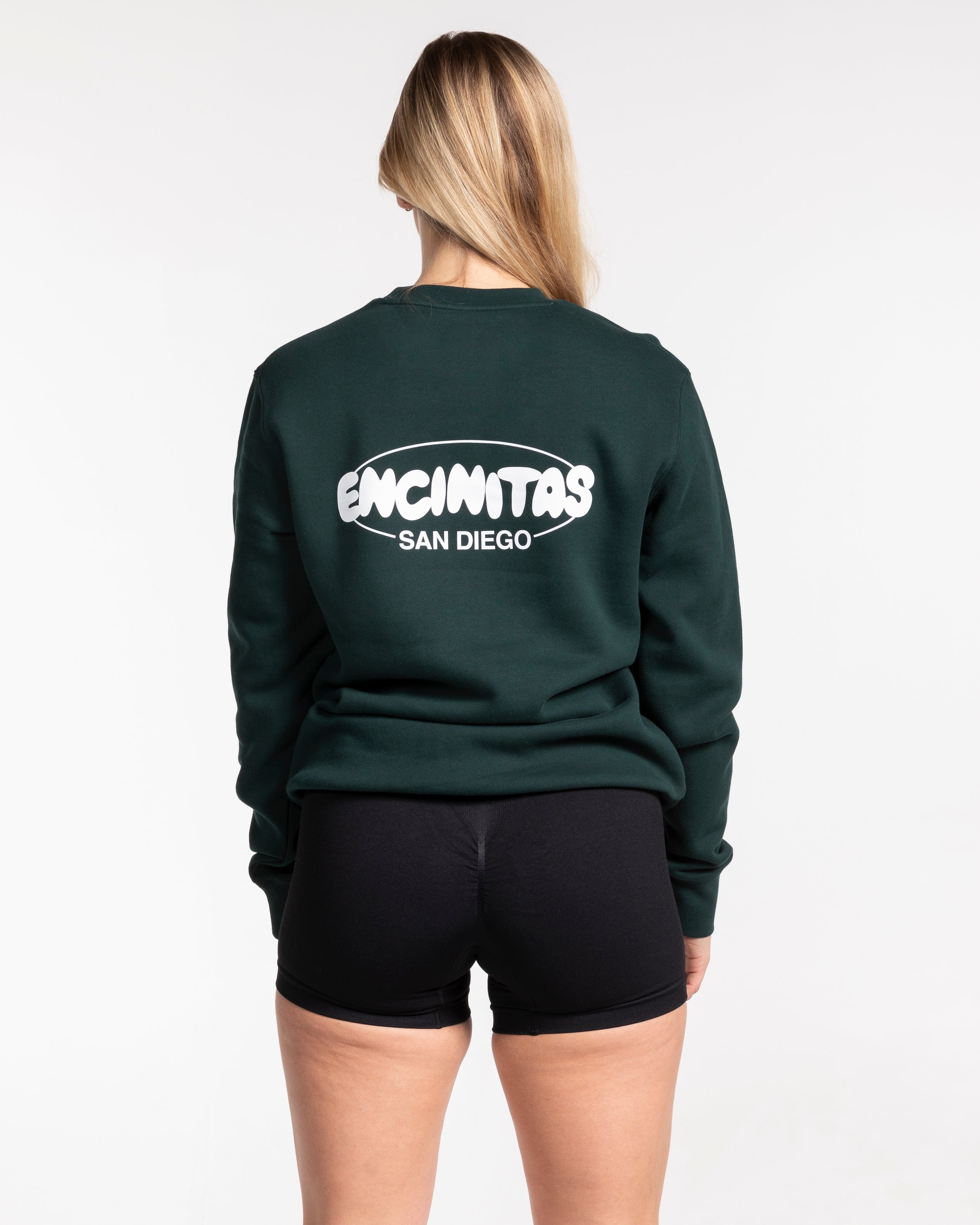 The Encinitas Oversized Crewneck - Pine / White