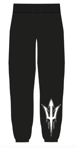 The Womens Sweatpants - Black - Warren Cheer - Trident Left Leg Logo - White