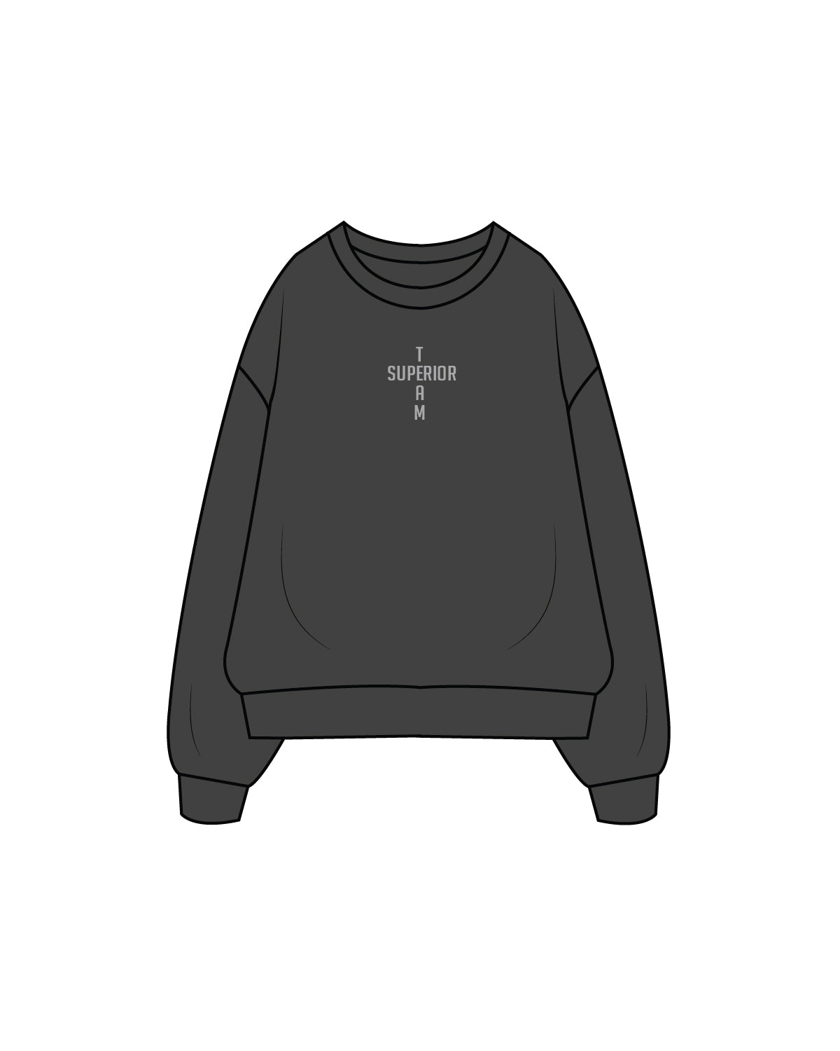 The Classic Crewneck - Charcoal - Team Superior - Center Chest and Back - White