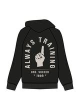 The Mens Zip Hoodie - Black - One Soccer - Left Chest & Full Back Stacked - Off White