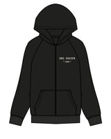 The Mens Zip Hoodie - Black - One Soccer - Left Chest & Full Back Stacked - Off White