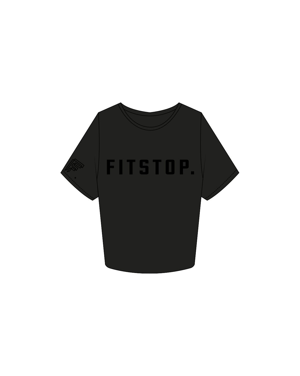 The Crop Tee - Black - Fit Stop - Center Chest / Sleeve - Black