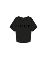 The Crop Tee - Black - Fit Stop - Center Chest / Sleeve - Black