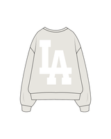 The Mens Crewneck - Washed Bone - Stryker -  'LA' Left Chest / Back - White