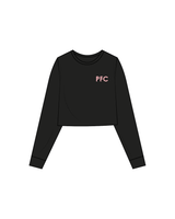 The Crop Long Sleeve - Black - Positively Fit Community - PFC Logo Front & Back - Pink