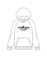 The Classic Hoodie - White - UpDog Yoga - Full Logo Center Chest - Full Color