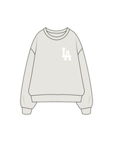 The Mens Crewneck - Washed Bone - Stryker -  'LA' Left Chest / Back - White