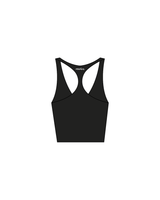 The Racer Tank - Black - Mantra Fitness - Hemline / Back - White