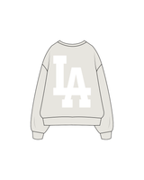 The Womens Crewneck - Washed Bone - Stryker - 'LA' Left Chest / Back - White