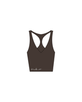 The Racer Tank - Cafe - Mantra Fitness - Hemline / Back - White