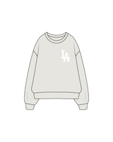 The Womens Crewneck - Washed Bone - Stryker - 'LA' Left Chest / Back - White