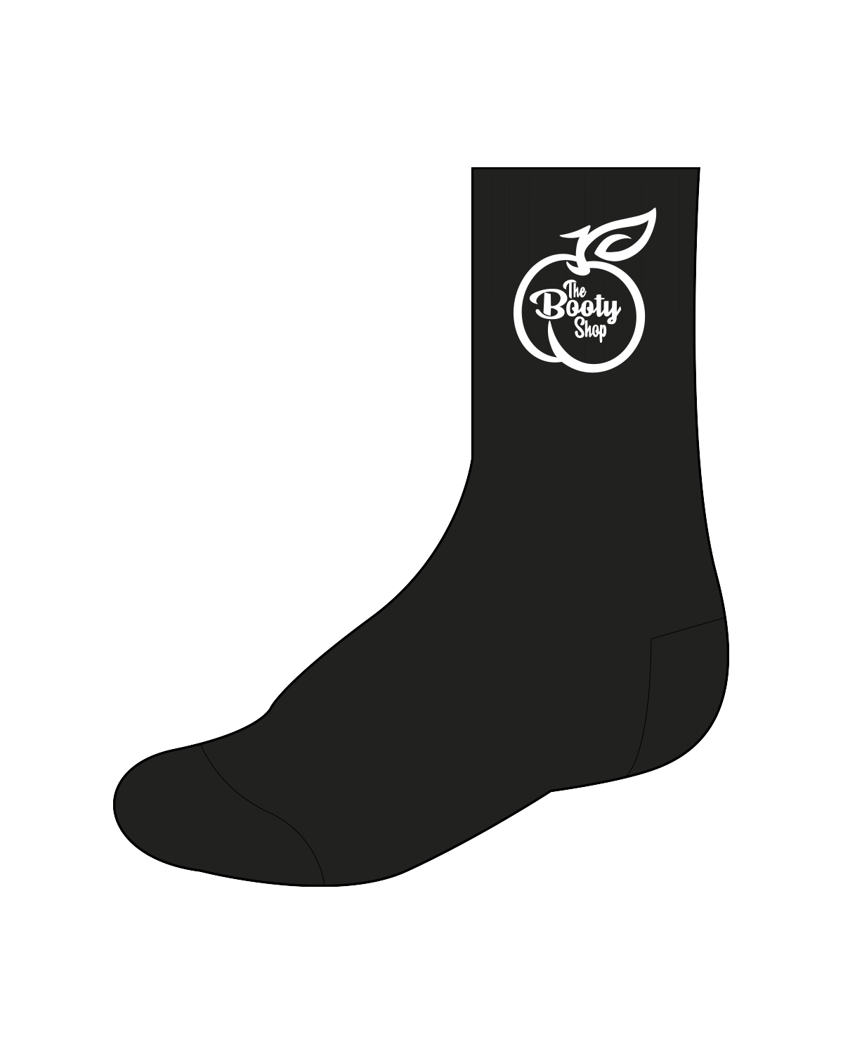 The Crew Socks - Black - The Booty Shop - White Logo / White Grip