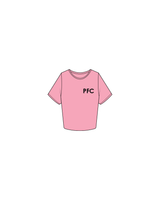 The Crop Tee - Bubblegum - Positively Fit Community - PCF Logo - Left Chest - Black