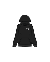 The Womens Hoodie - Black - Positively Fit Community - Circle Logo Left Chest & Back - White