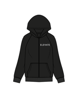 The Womens Zip Hoodie - Black - Elevate - Front / Main Back - White