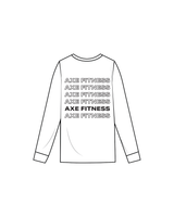 The Mens Long Sleeve - White - Axe Fitness - Front / Back - Black