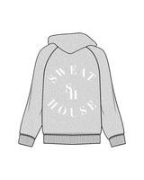 The Womens Zip Hoodie - Heather - Sweathouse - Left Chest & Back Center Stacked - White