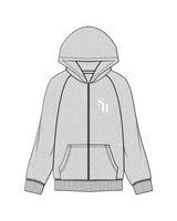 The Womens Zip Hoodie - Heather - Sweathouse - Left Chest & Back Center Stacked - White