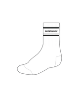 The Crew Grip Socks - White - SweatHouse OC - Black Logos and Grip