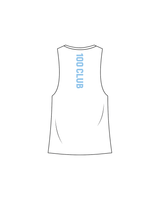 The Womens Racerback Tank - White - Mantra Fitness - 100 Club - Light Blue