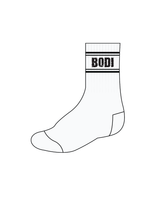 The Crew Socks - White - BODI - Black Logo / Black Bands