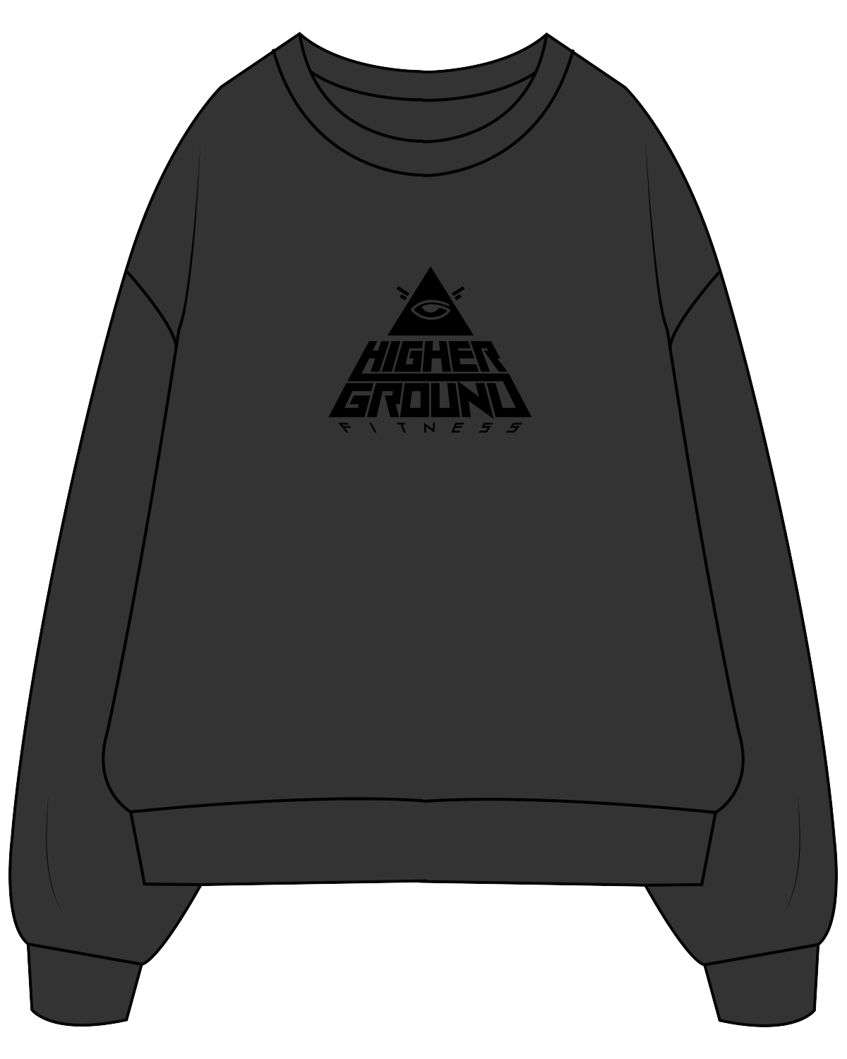 The Womens Crewneck - Washed Black - Higher Ground Fitness - Sample - Black