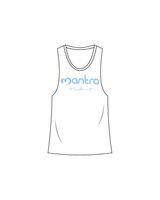 The Womens Racerback Tank - White - Mantra Fitness - 100 Club - Light Blue