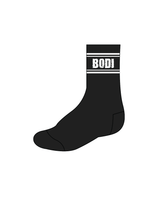 The Crew Socks - Black - BODI - White Logo / White Bands