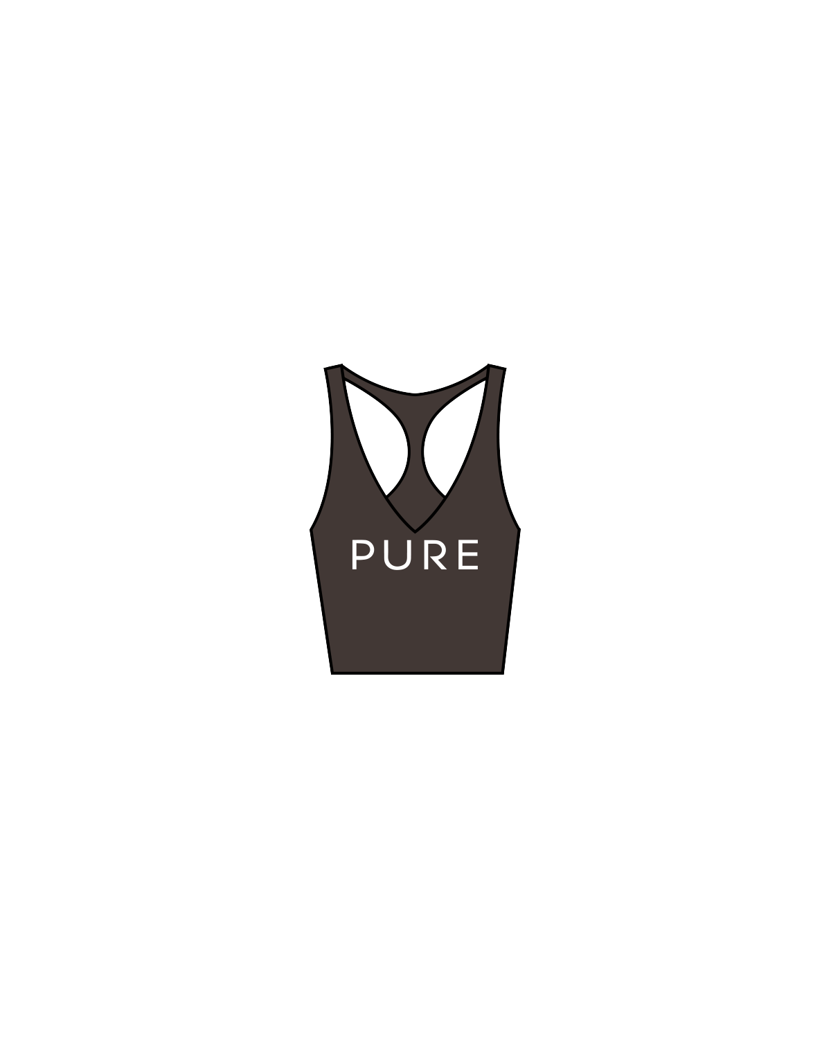 The Racer Tank - Cafe - Pure Movement - Center Chest / Back - White