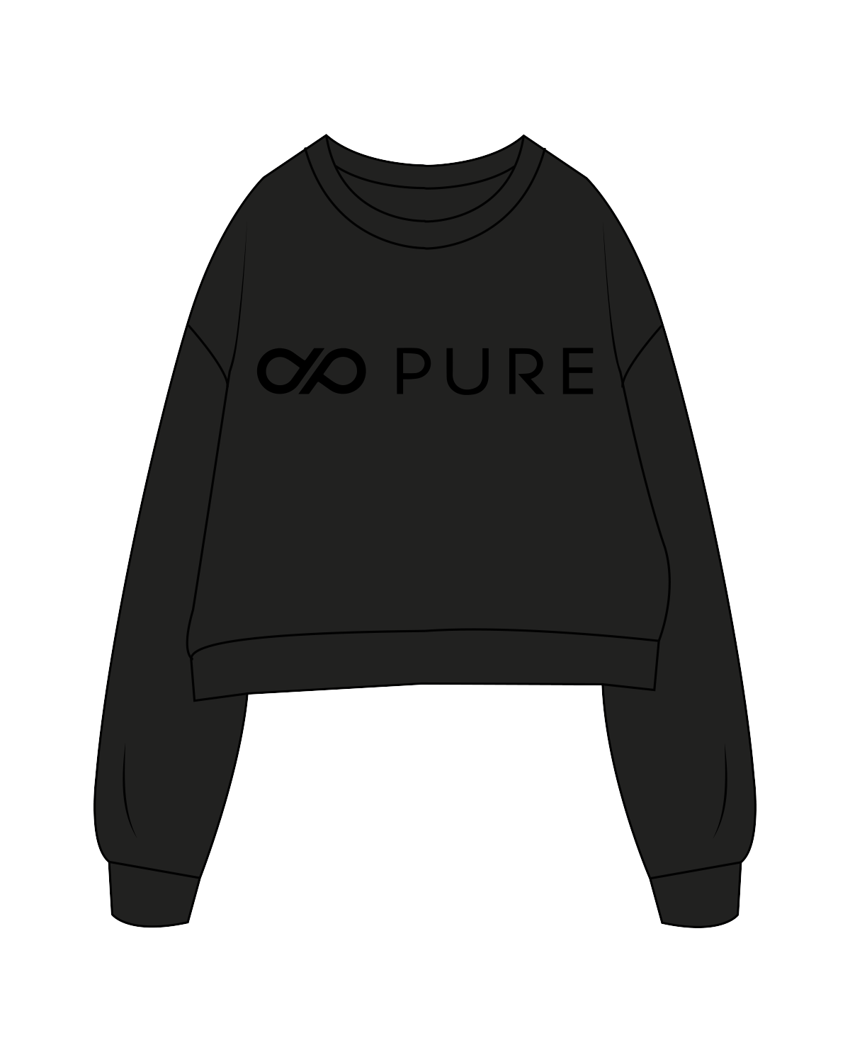 The Oversized Crop - Black - Pure Movement - Center Chest - Black