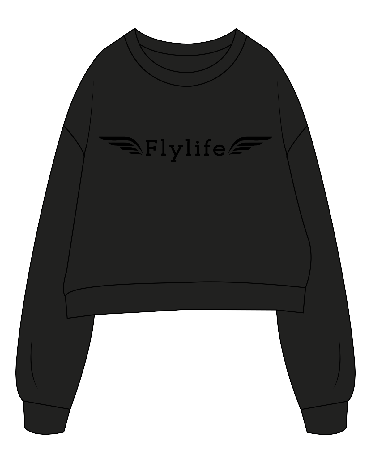 The Oversized Crop - Black - Flylife Fitness - Sample - Black