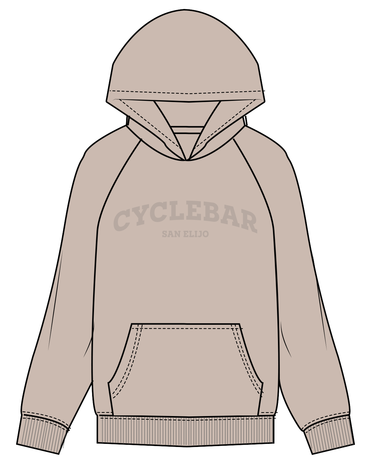 The Womens Hoodie - Bone - Cyclebar - Center Chest / Neckline - Bone