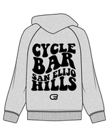 The Womens Zip Hoodie - Heather - Cyclebar - Left Chest / Back - Black